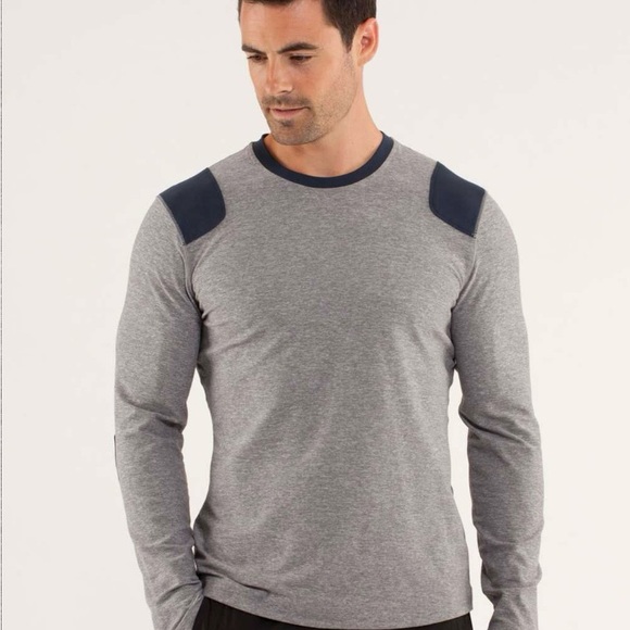 lululemon athletica Other - Lululemon Men Sprint Long Sleeve Shirt Heathered Slate Gray Elbow Patches XL $88